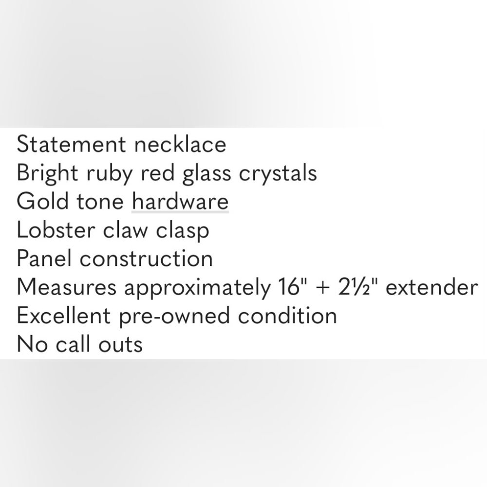 Statement Glass Crystal Necklace Ruby Red & Gold … - image 4